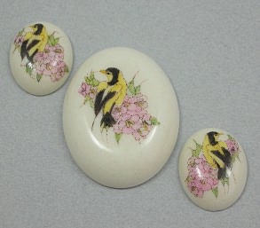 Bird and Floral full color Cab  Set