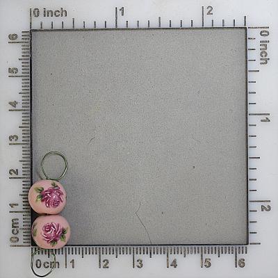 Small hand painted roses bead