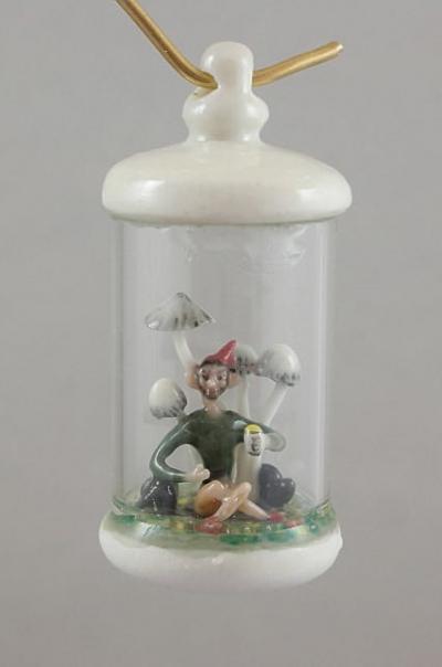 Elf under mushrooms -- Extreme Porcelain Pendant