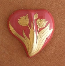 Gold Tulip And Red Heart