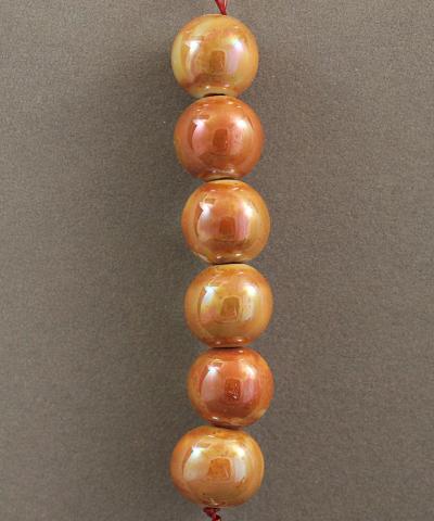 Orange Lustre- 6  15mm beads