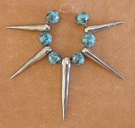 Turquoise And Silver Spike Bead Set