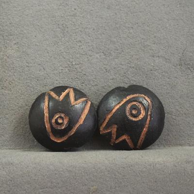 Small Lentil Pair - Hand dug clay burnished