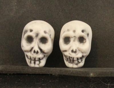Skull Beads -- pair
