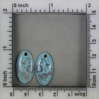 Oval Earring Pair with Sun Moon Design