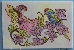 Fairy with Orchids and Bird Plaque