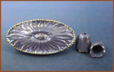 Oval Flower Set - Purple with MOP & gold