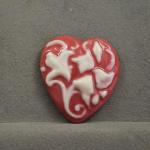 Victorian Lily Heart cab Red and White cameo