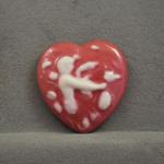 Victorian Mermaid Heart cab Red and White cameo