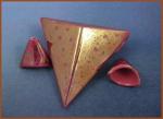 Faceted Triangle Red with Halo Gold