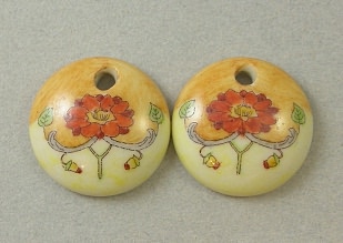 Orange Floral Charms - Pair