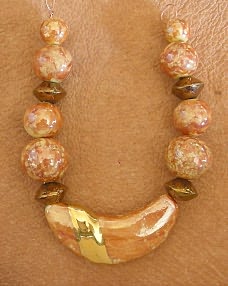 Iridescent Orange Marble Bead Set 3