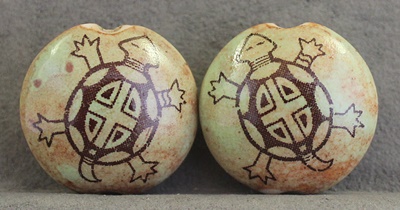 Native Design Bead Pair -- Pistachio Turtles