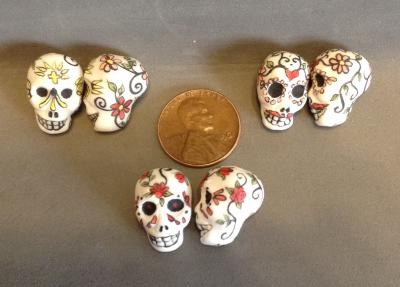 Sugar Skull Beads -- pair