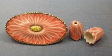 Oval Flower Set - Orange with gold