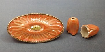 Oval Flower Set - Orange with MOP & gold