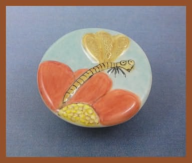 Hand Painted Dragonfly Slide w/Gold