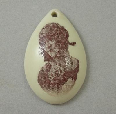 Vintage Lady Face Pendant-- Sepia